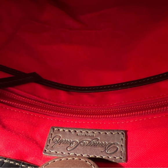 Dooney & Bourke Woven Leather Tote Black Brown Trim Shoulder Bag - Picture 14 of 16